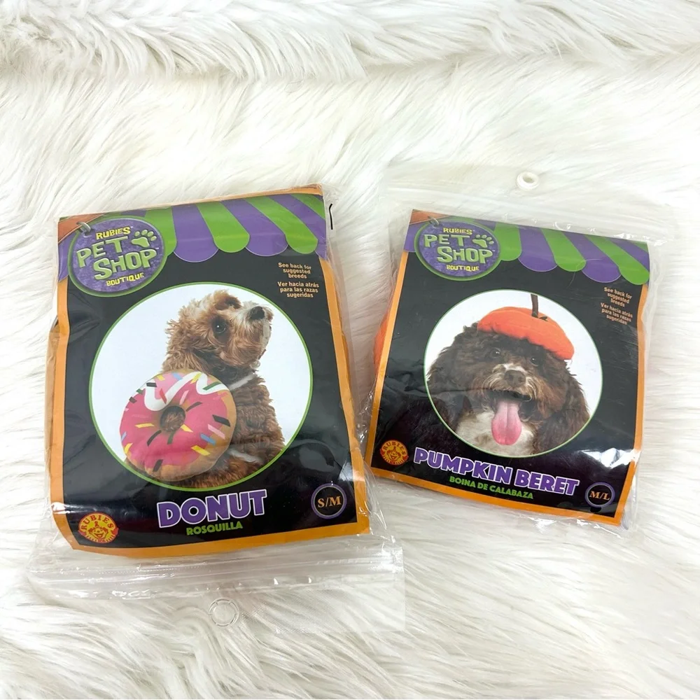 Rubies Pet Shop Boutique Dog Donut & Pumpkin Hat Halloween Accessories